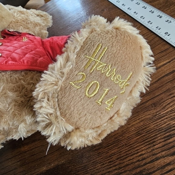 Harrods Jasper 2014 Bear with Red Quilted and Plaid Jacket, Stuffy, Plushie - Picture 6 of 9